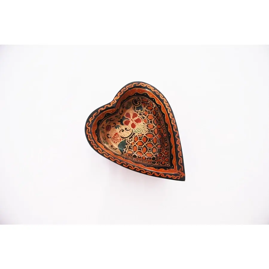 Artisan Heart-Shaped Wooden Bowl
