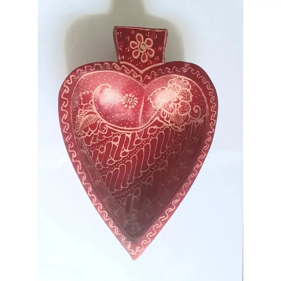 Artisan Heart-Shaped Wooden Bowl with Handle